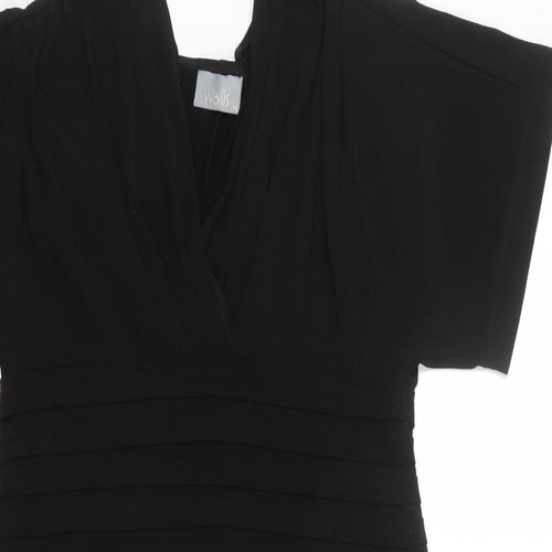 Wallis Womens Black Polyester Shift Size 14 V-Neck Pullover