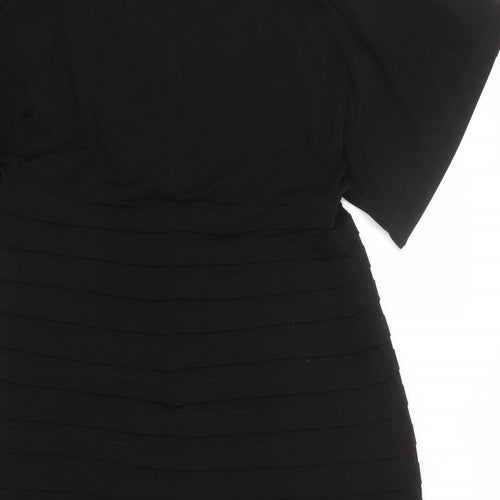 Wallis Womens Black Polyester Shift Size 14 V-Neck Pullover
