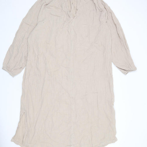 H&M Womens Beige 100% Cotton A-Line Size M V-Neck Pullover