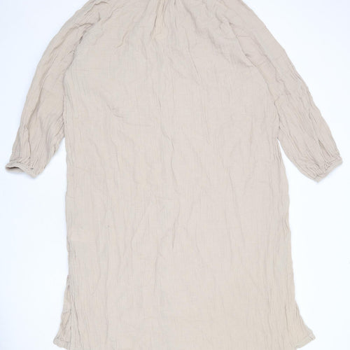 H&M Womens Beige 100% Cotton A-Line Size M V-Neck Pullover