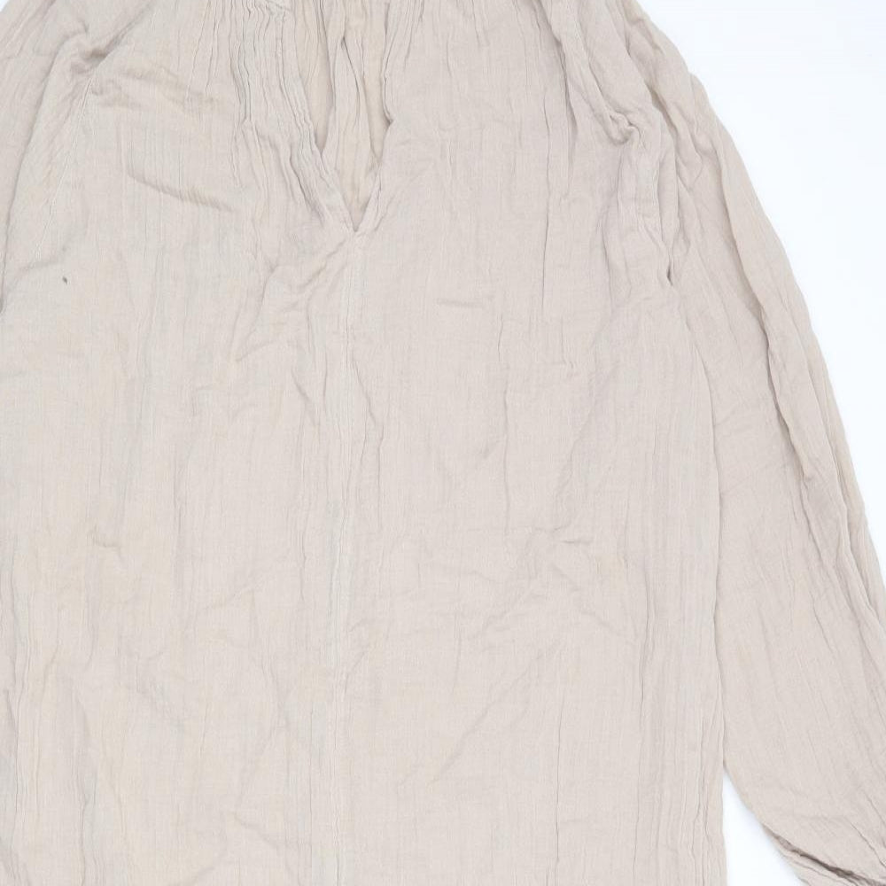 H&M Womens Beige 100% Cotton A-Line Size M V-Neck Pullover