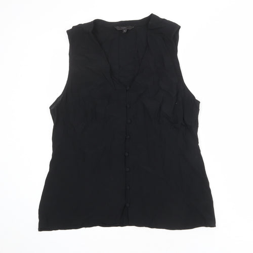 NEXT Womens Black Viscose Basic Button-Up Size 18 V-Neck