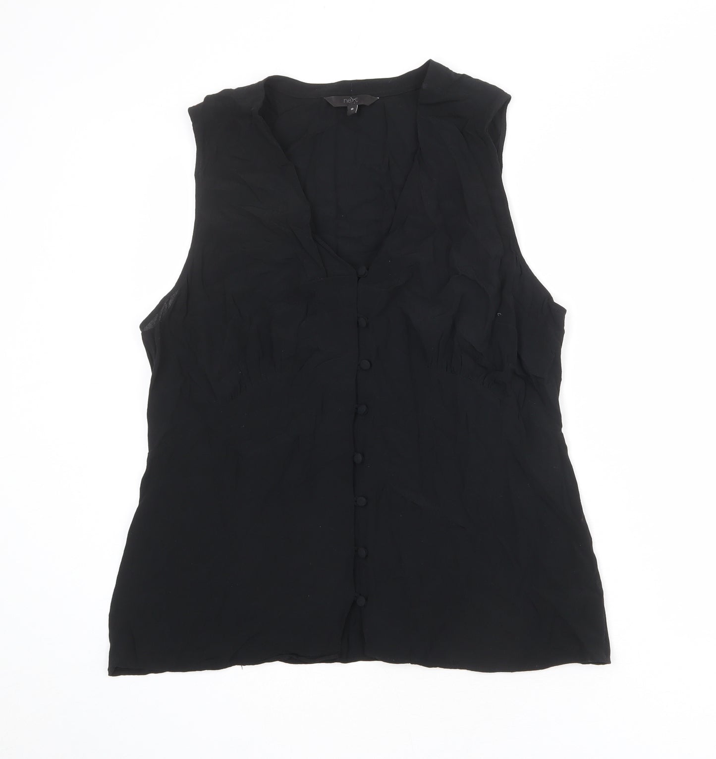 NEXT Womens Black Viscose Basic Button-Up Size 18 V-Neck