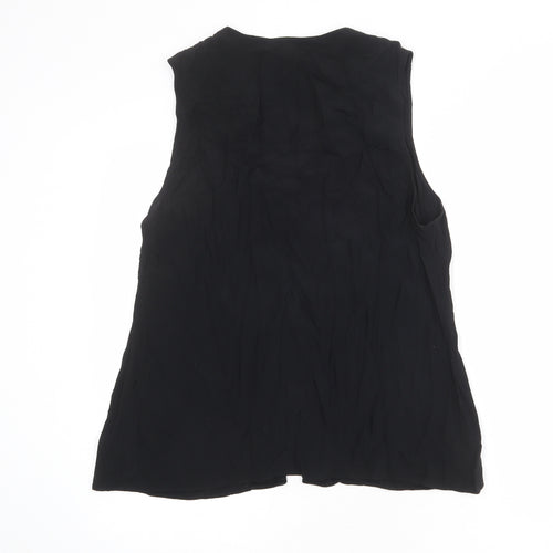 NEXT Womens Black Viscose Basic Button-Up Size 18 V-Neck