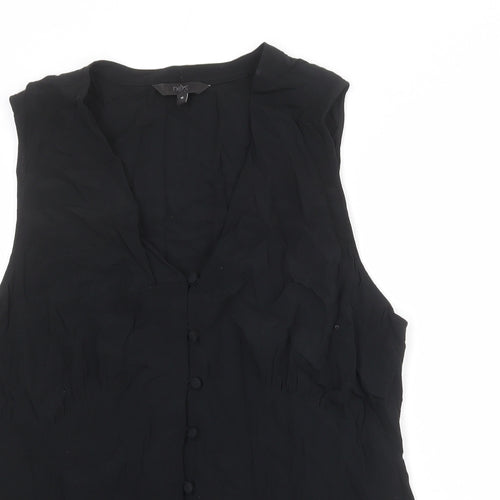 NEXT Womens Black Viscose Basic Button-Up Size 18 V-Neck