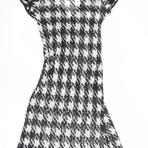 Per Una Womens Black Geometric Polyester A-Line Size 12 V-Neck Pullover
