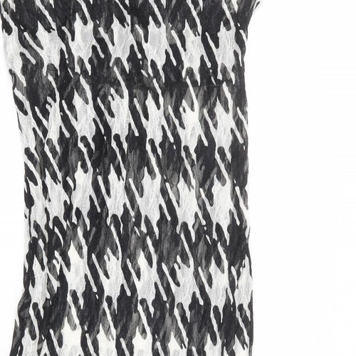 Per Una Womens Black Geometric Polyester A-Line Size 12 V-Neck Pullover
