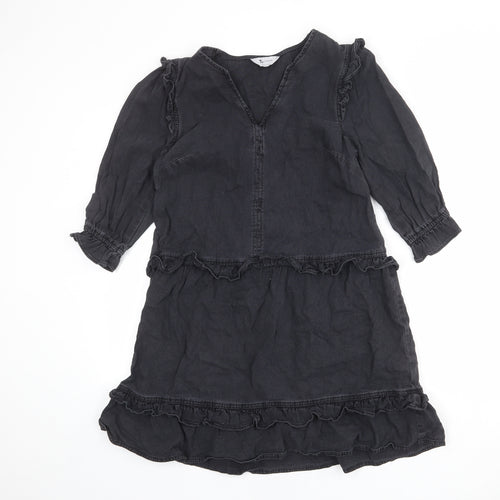 TU Womens Grey Cotton Trapeze & Swing Size 10 V-Neck Pullover