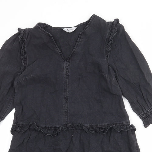 TU Womens Grey Cotton Trapeze & Swing Size 10 V-Neck Pullover