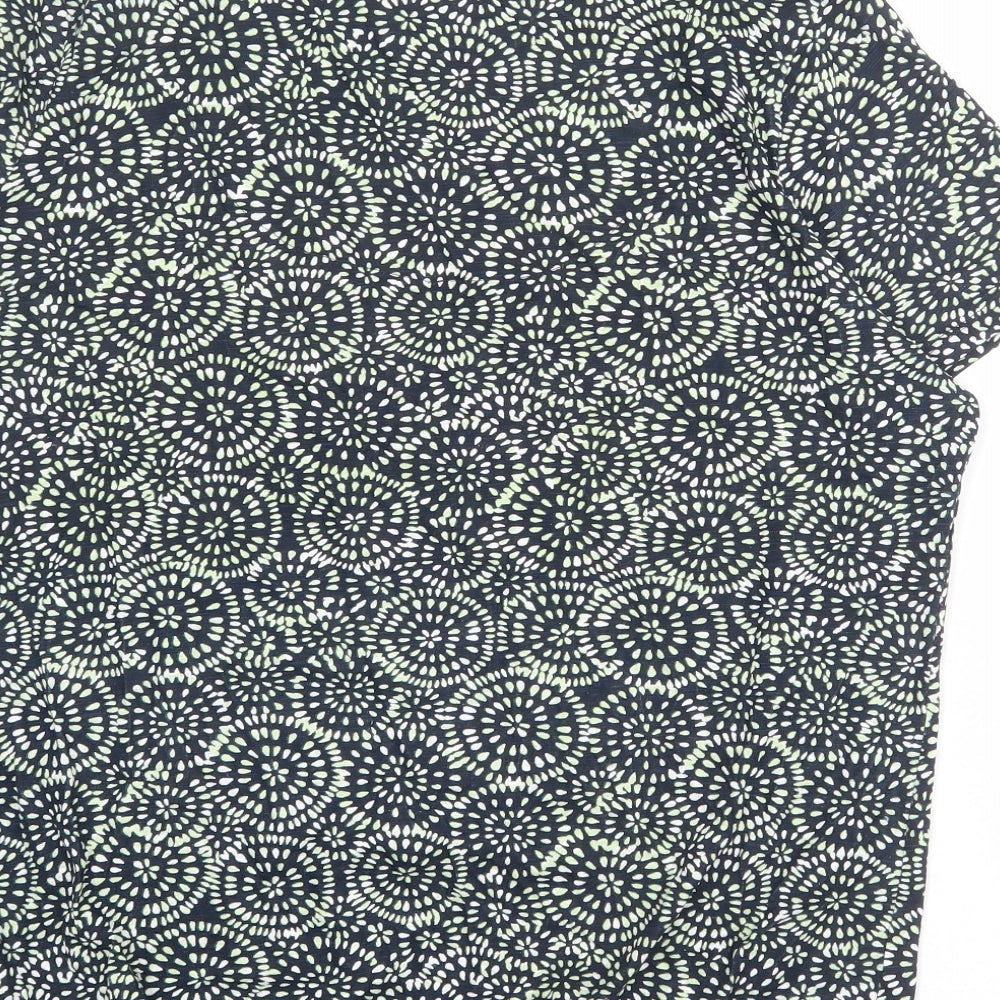 Debenhams Womens Multicoloured Geometric 100% Cotton Basic T-Shirt Size 18 Round Neck