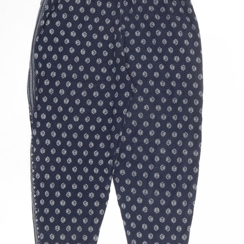 NEXT Womens Blue Geometric Viscose Trousers Size 14 L28 in Regular