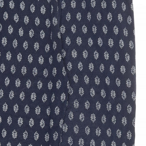 NEXT Womens Blue Geometric Viscose Trousers Size 14 L28 in Regular