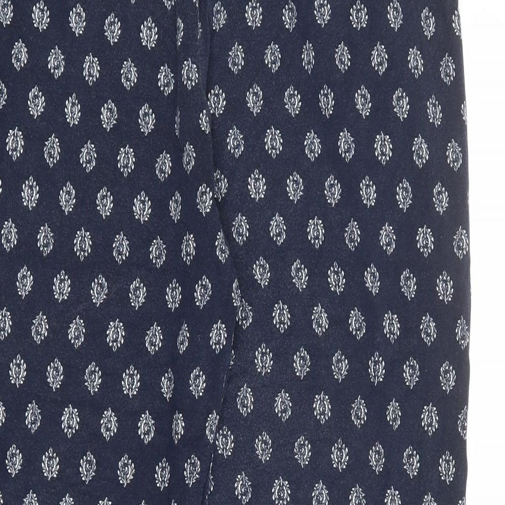 NEXT Womens Blue Geometric Viscose Trousers Size 14 L28 in Regular