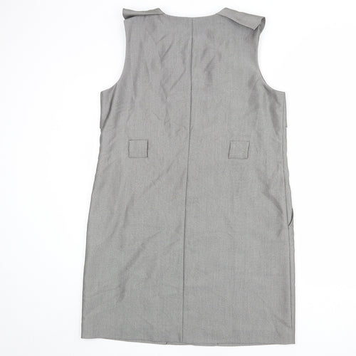 Oasis Womens Grey Polyester Shift Size 16 Round Neck Zip