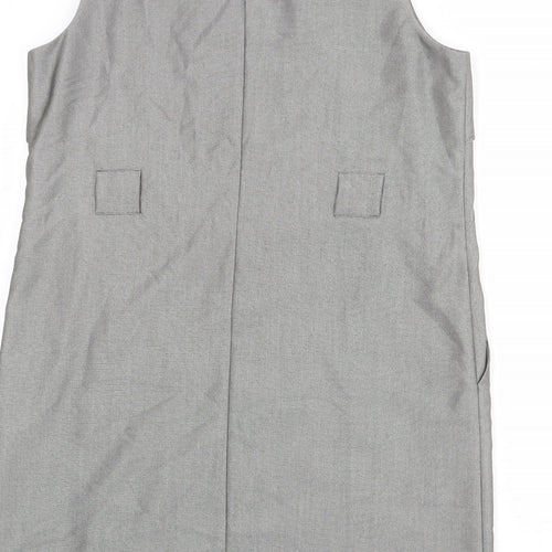 Oasis Womens Grey Polyester Shift Size 16 Round Neck Zip