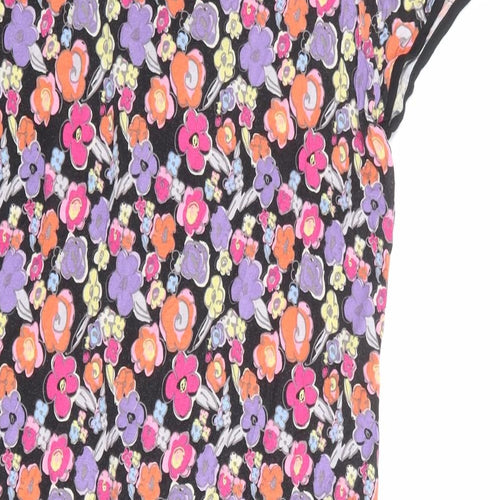 NEXT Womens Multicoloured Floral Viscose Shift Size 16 Round Neck Button