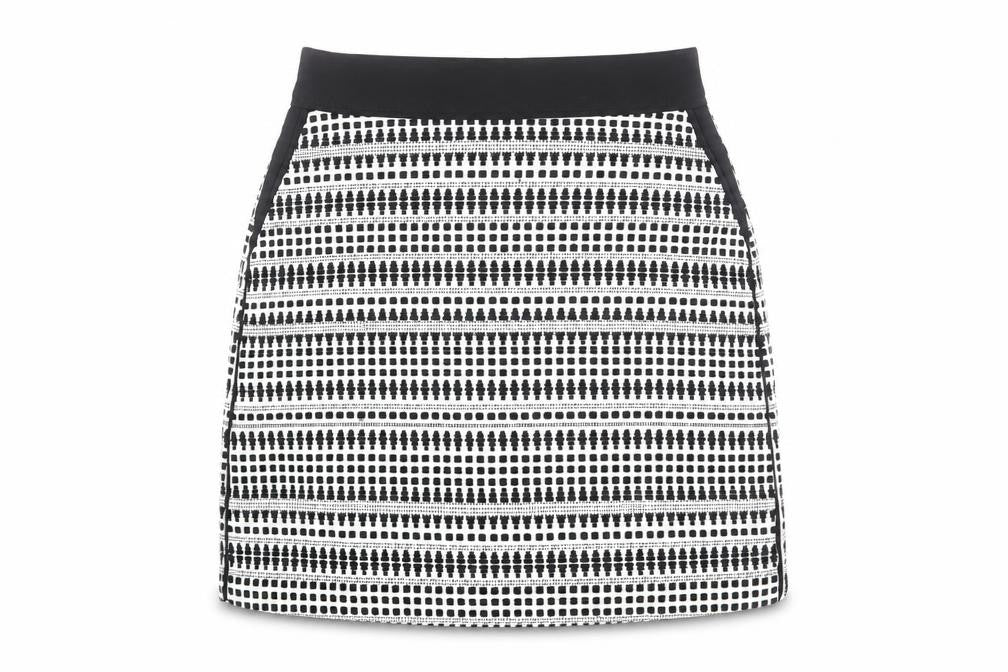 Warehouse Womens White Geometric Cotton A-Line Skirt Size 10 Zip