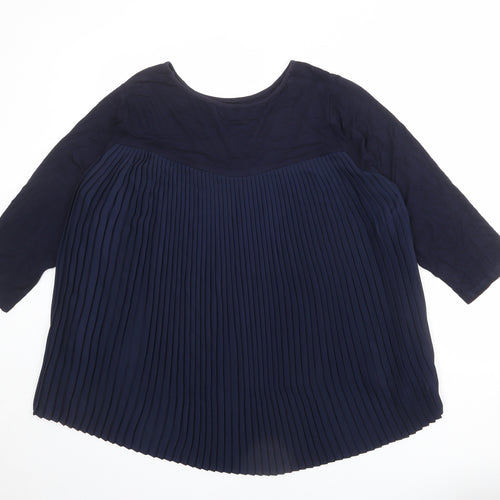 Per Una Womens Blue Viscose Basic T-Shirt Size 20 Round Neck