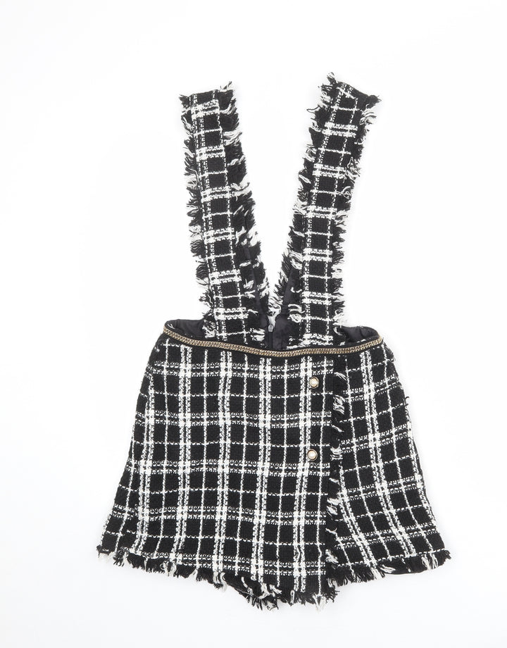 Rebellious Womens Black Plaid Polyester Playsuit One-Piece Size 10 L3 in Zip