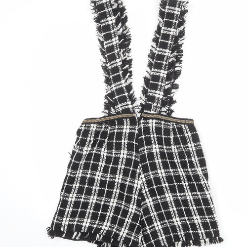Rebellious Womens Black Plaid Polyester Playsuit One-Piece Size 10 L3 in Zip