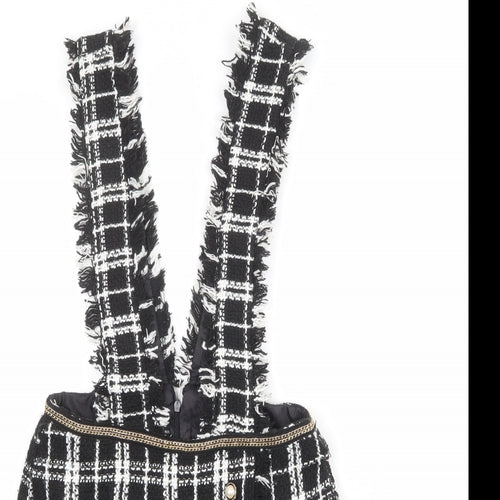 Rebellious Womens Black Plaid Polyester Playsuit One-Piece Size 10 L3 in Zip