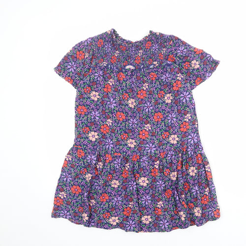 NEXT Girls Multicoloured Floral Viscose Trapeze & Swing Size 10 Years Round Neck Button