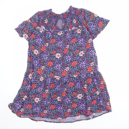 NEXT Girls Multicoloured Floral Viscose Trapeze & Swing Size 10 Years Round Neck Button