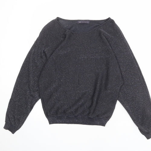 Marks and Spencer Womens Black Round Neck Viscose Pullover Jumper Size 8