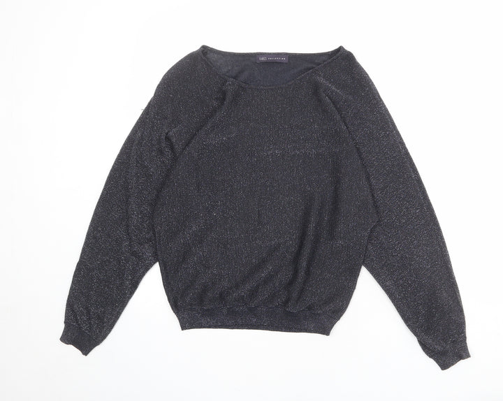 Marks and Spencer Womens Black Round Neck Viscose Pullover Jumper Size 8