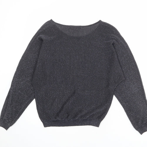 Marks and Spencer Womens Black Round Neck Viscose Pullover Jumper Size 8