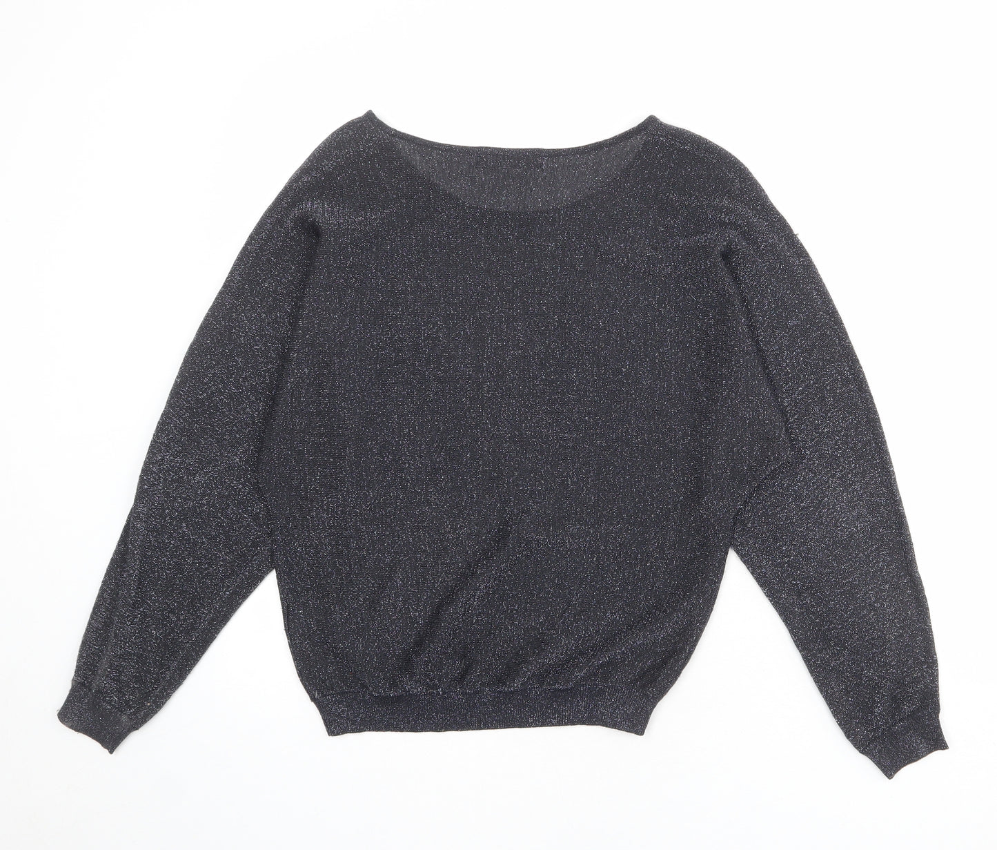 Marks and Spencer Womens Black Round Neck Viscose Pullover Jumper Size 8