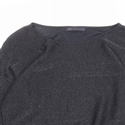 Marks and Spencer Womens Black Round Neck Viscose Pullover Jumper Size 8