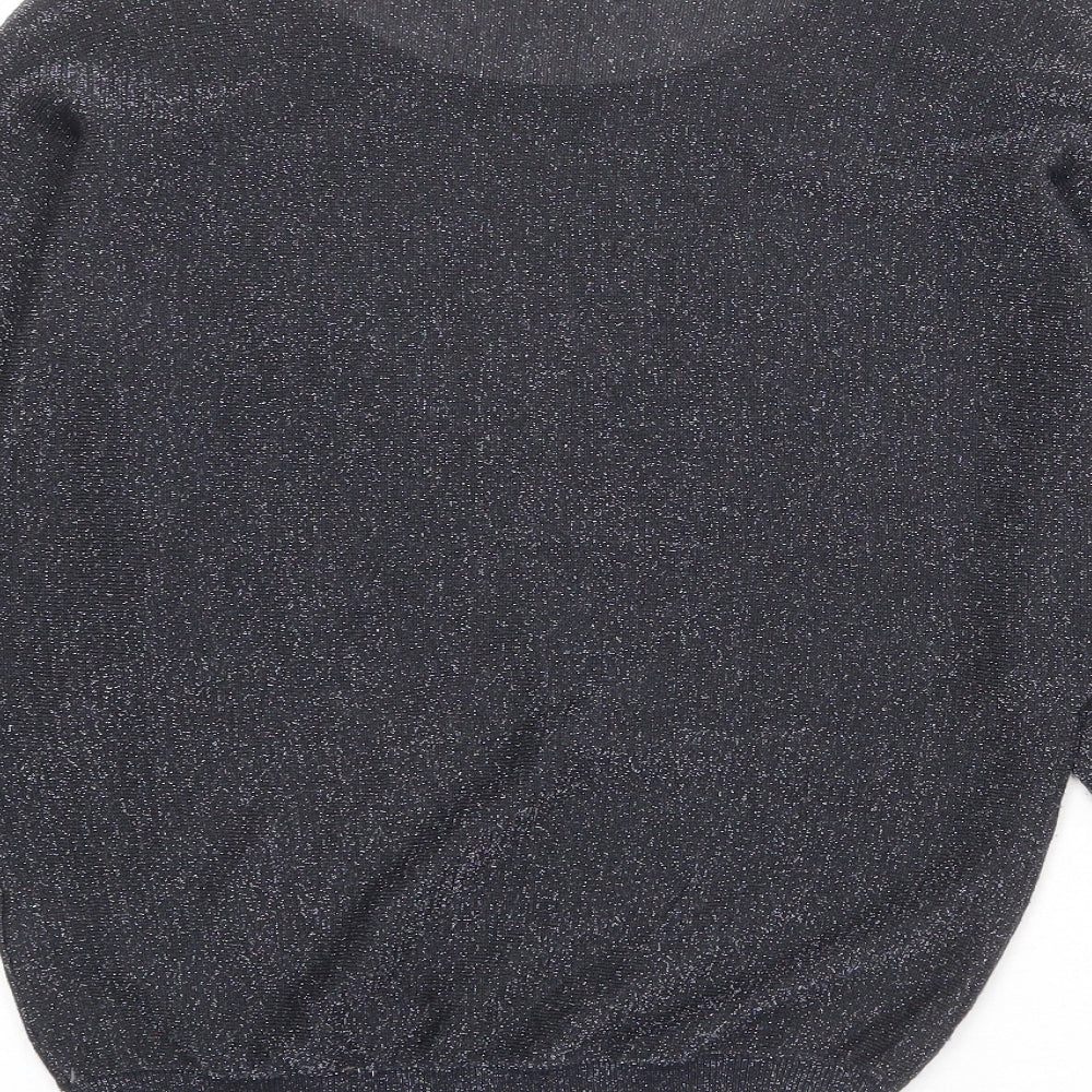 Marks and Spencer Womens Black Round Neck Viscose Pullover Jumper Size 8