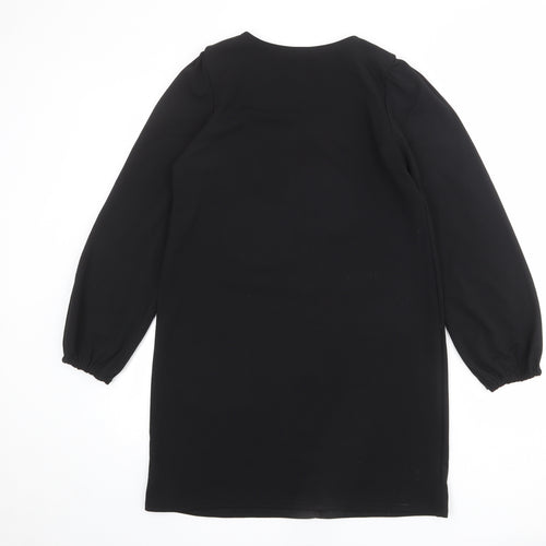 Boohoo Womens Black Polyester Shift Size 10 V-Neck Button