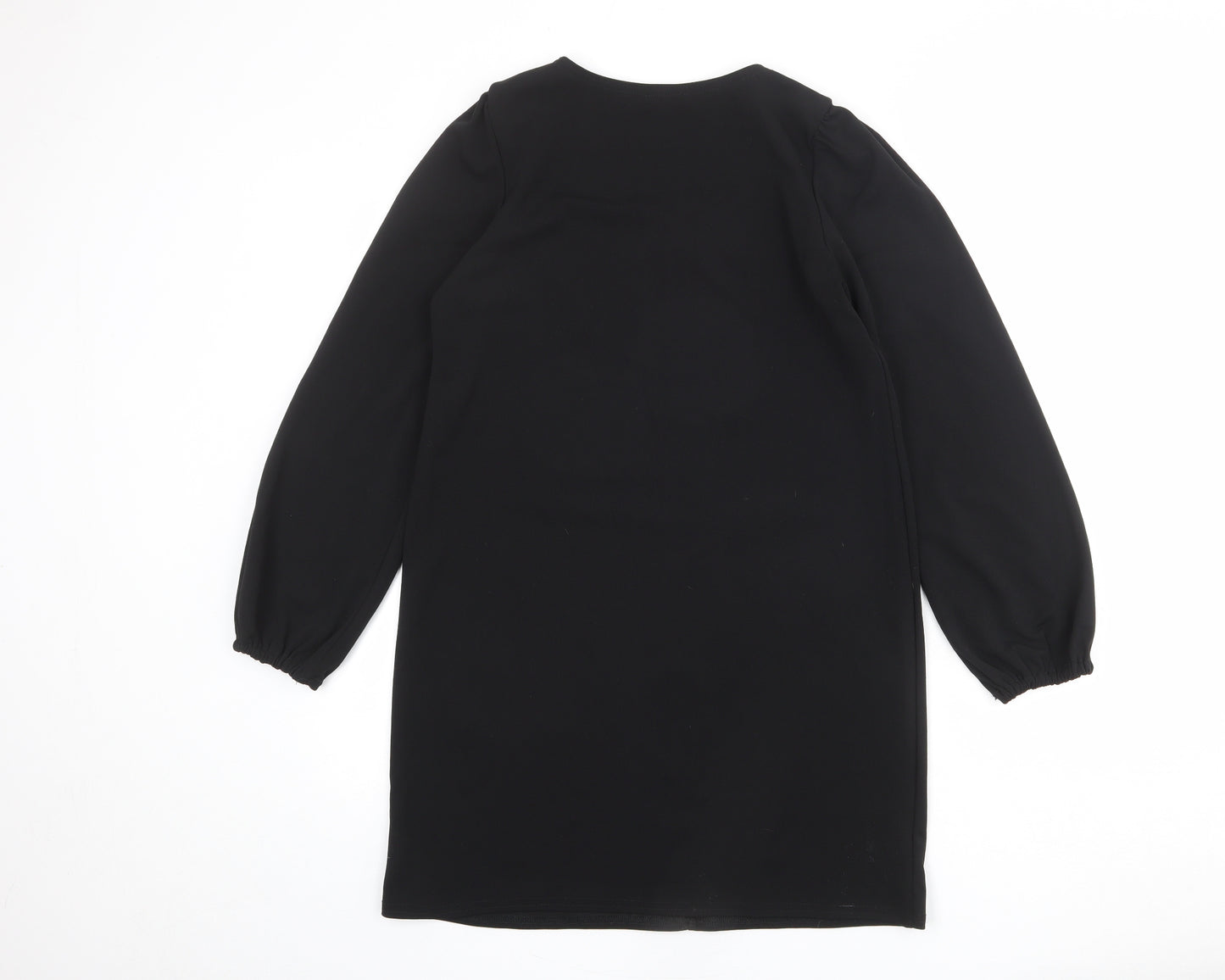 Boohoo Womens Black Polyester Shift Size 10 V-Neck Button