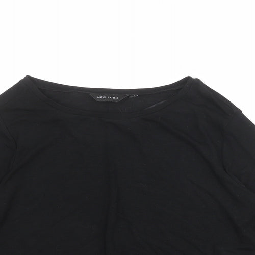 New Look Womens Black Polyester Basic T-Shirt Size 10 Boat Neck