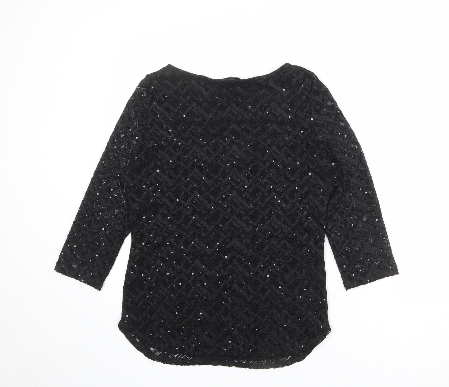 Per Una Womens Black Polyester Basic Blouse Size 12 Boat Neck