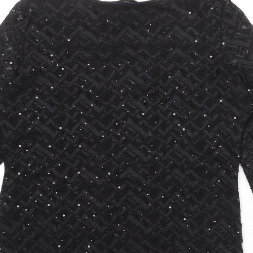 Per Una Womens Black Polyester Basic Blouse Size 12 Boat Neck