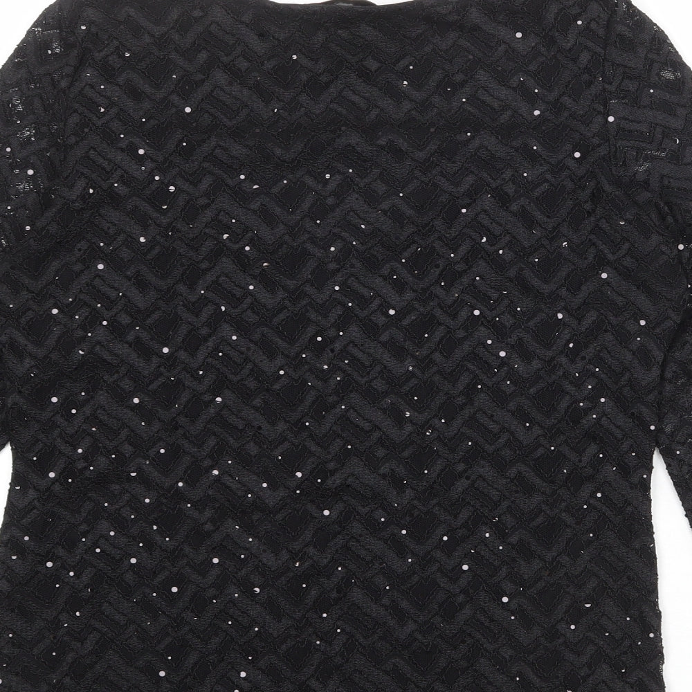 Per Una Womens Black Polyester Basic Blouse Size 12 Boat Neck