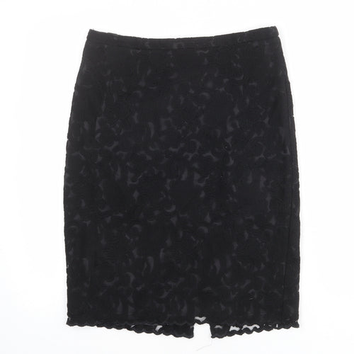NEXT Womens Black Geometric Polyester Straight & Pencil Skirt Size 10 Zip