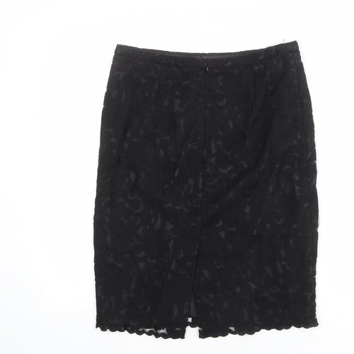 NEXT Womens Black Geometric Polyester Straight & Pencil Skirt Size 10 Zip