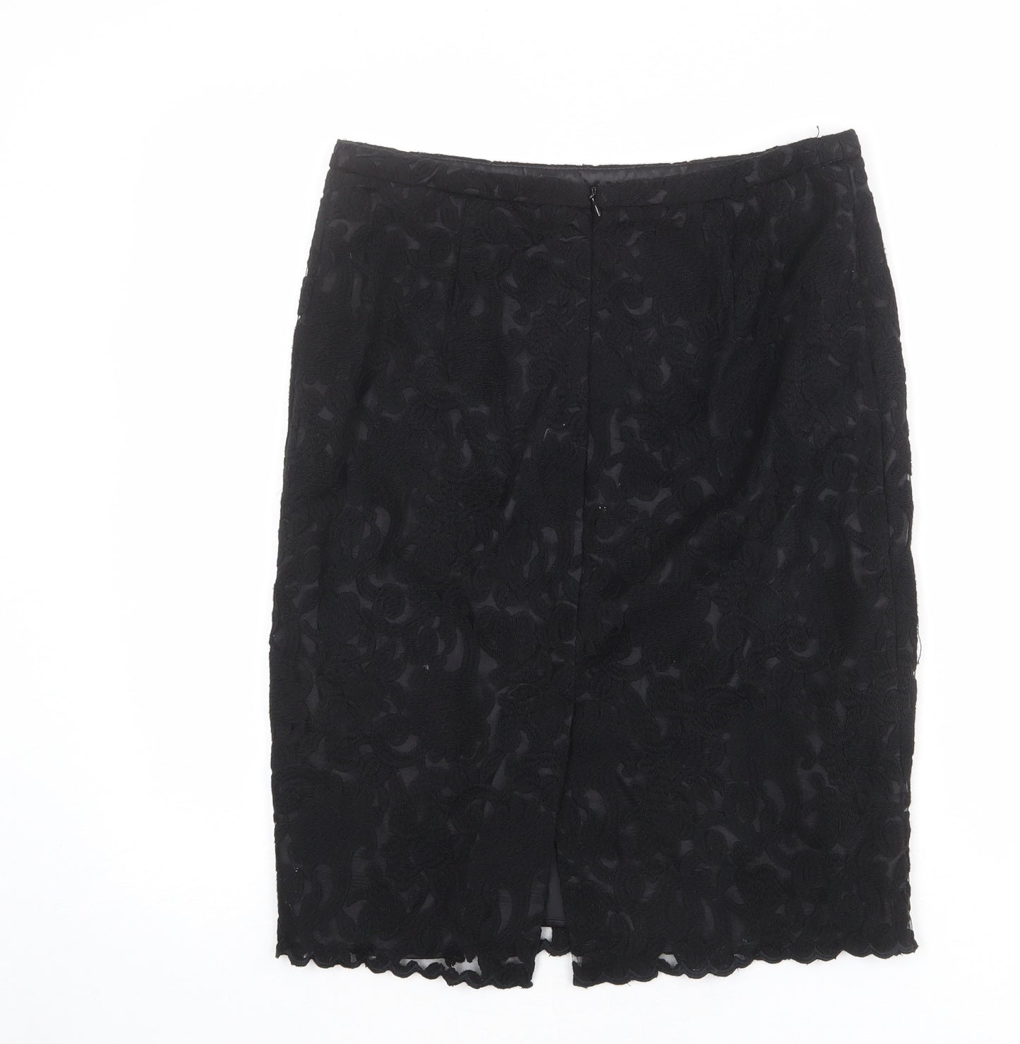 NEXT Womens Black Geometric Polyester Straight & Pencil Skirt Size 10 Zip