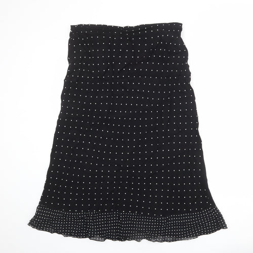 Marks and Spencer Womens Black Polka Dot Viscose A-Line Skirt Size 16