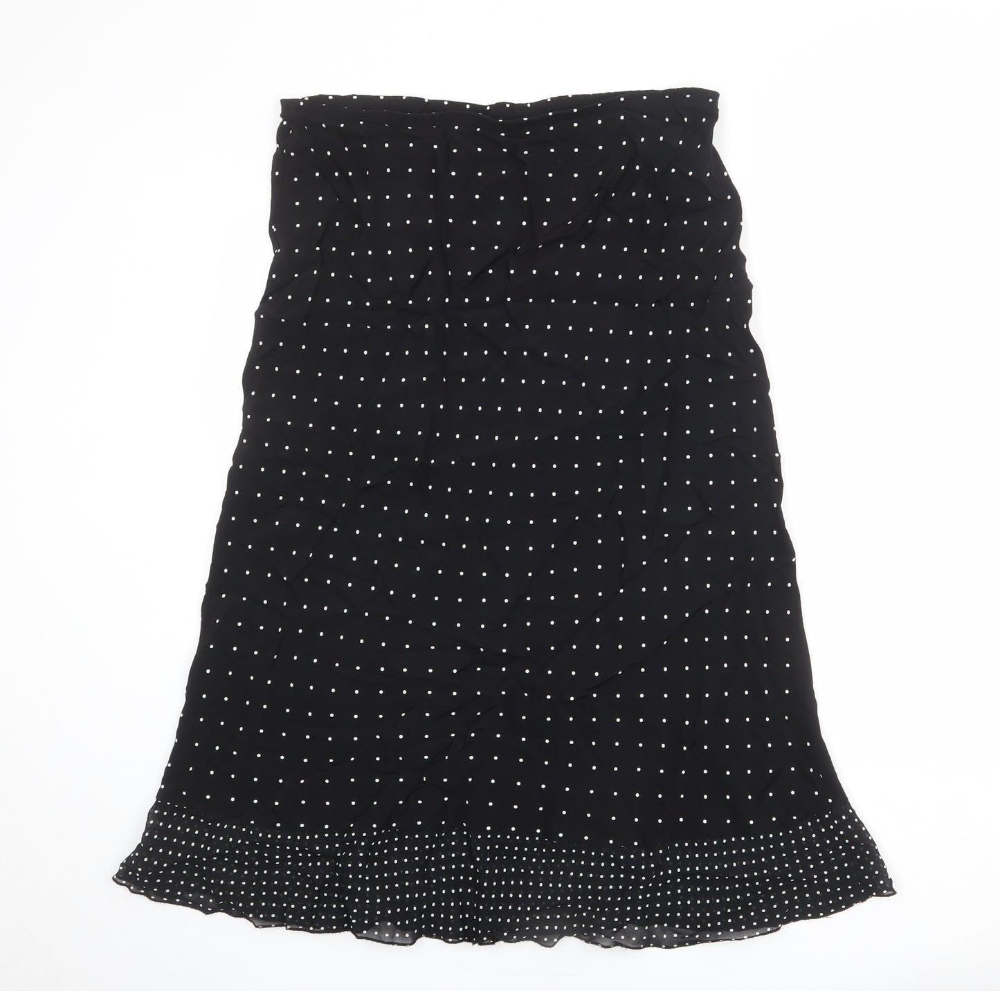 Marks and Spencer Womens Black Polka Dot Viscose A-Line Skirt Size 16