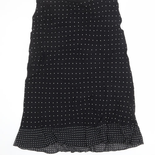 Marks and Spencer Womens Black Polka Dot Viscose A-Line Skirt Size 16