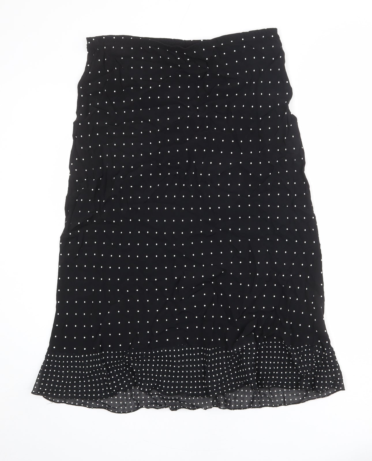 Marks and Spencer Womens Black Polka Dot Viscose A-Line Skirt Size 16