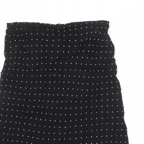 Marks and Spencer Womens Black Polka Dot Viscose A-Line Skirt Size 16