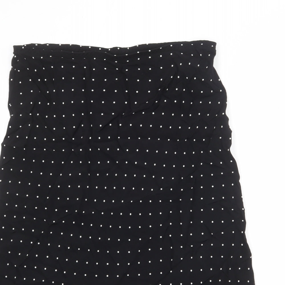 Marks and Spencer Womens Black Polka Dot Viscose A-Line Skirt Size 16