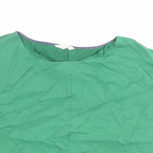 White Stuff Womens Green Linen Basic T-Shirt Size 10 Round Neck