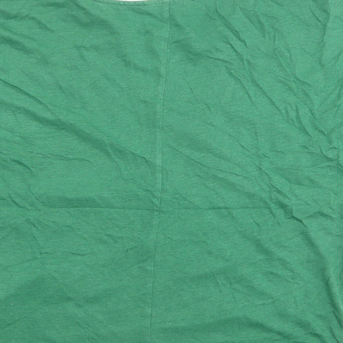 White Stuff Womens Green Linen Basic T-Shirt Size 10 Round Neck